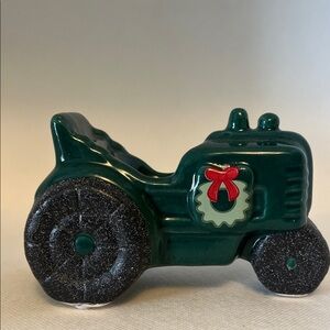 Ceramic Green Christmas Tractor
